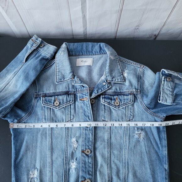 KanCan Los Angeles 100% Cotton Cropped Distresses Denim Jean Jacket Women’s L - Picture 5 of 7